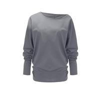 Women's Casual Bat Wing Long Sleeved Shirt Off Shoulder Pullover Fashion Macaron Top Womens Long Sleeve Tops Ladies Sweatshirts Jumpers (Grey, M)