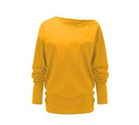 Women's Casual Bat Wing Long Sleeved Shirt Off Shoulder Pullover Fashion Macaron Top Womens Long Sleeve Tops Ladies Sweatshirts Jumpers (Yellow, XXL)