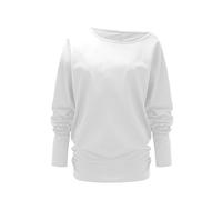 Women's Casual Bat Wing Long Sleeved Shirt Off Shoulder Pullover Fashion Macaron Top Womens Long Sleeve Tops Ladies Sweatshirts Jumpers (White, M)