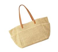 Women's Casual Beach Straw Shoulder Bag Large Woven Handbag for Outdoor Vacation Underarm Bags with Multi Pockets