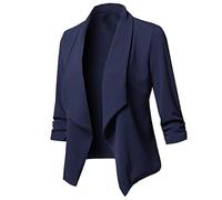 Women's Casual Blazer Casual Lapel Open Front Long Sleeve Work Office Suit Jacket Coat Solid Blazer Dress Jacket(Navy,4X-Large)