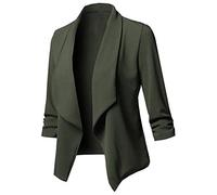 Women's Casual Blazer Casual Lapel Open Front Long Sleeve Work Office Suit Jacket Coat Solid Blazer Dress Jacket(Army Green,Medium)