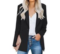 Women's Casual Blazers Long Sleeve Lapel Button Slim Work Office Blazer Jacket (black, L)