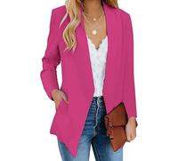 Women's Casual Blazers Long Sleeve Lapel Button Slim Work Office Blazer Jacket (brightpink, XXL)