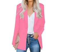Women's Casual Blazers Long Sleeve Lapel Button Slim Work Office Blazer Jacket (pink, XL)