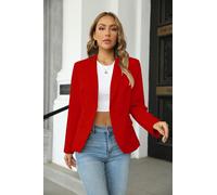 Women's Casual Blazers Long Sleeve Lapel Button Slim Work Office Blazer Jacket (red, L)