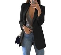 Women's Casual Blazers Open Front Long Sleeve Lapel Collar Work Office Jacket (black, S)