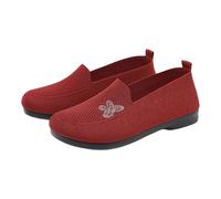 Women's Casual Breathable Comfortable Retro Everyday Shoes Mesh Women's Shoes Health, red, 2/2.5 UK