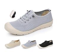 Women's Casual Breathable Slip on Orthopaedic Walking Sneakers, Lightweight Slip on Trainers Wide Toe Mesh Knit Loafers Slide on Tennis Shoes (Grey,41EU)