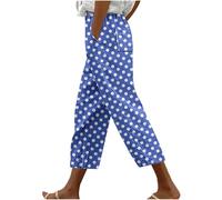 Women's Casual Capri Trousers High Waist Polka Dot Printed Wide Leg Pants with Pockets Loose Fit Straight Wide Leg Baggy Bottoms Casual Comfortable Summer Beach Relaxed Vacation Outfits Lightweight