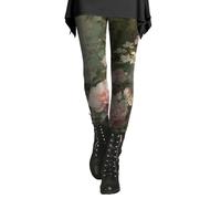 Women's Casual Comfort Leggings with Floral Print, Punk Style Thickened Winter Leggings & Stretchy Pants Young Gilrl Sknny Tights for Everyday Wear (Pink, XL)