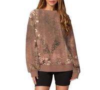 Women's Casual Crew Neck Sweatshirt Fleece Jumpers Loose Comfy Long Sleeve Pullover Tops Oversized Fall Winter Casual Sweatshirts Color Clock Printed Pullover Tunic Top Ladies Loose Fit Jumpers