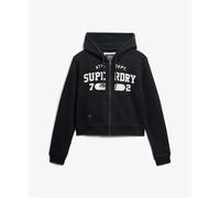 Women's casual cropped zip-up hoodie Superdry Athletic Essentials Bleu S