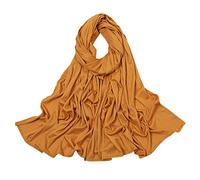 Women's Casual Fashion Simple Plain Multicoloured Knitted Ribbed Muslim Hijab Headscarves Women's Summer (Yellow, One Size)