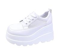 Women's Casual Faux-Leather Shoes Classsic Plain Trainers Plain Simple Basic Versatile Trainers Graceful Hiking Sneakers Lightweight Walking Shoes for Comfy Autumn Trainers White