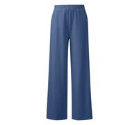 Womens Casual Fit Wide Leg Cotton Blend Trousers s.Oliver Bleu 32