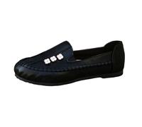 Women's Casual Flat Shoes 2026 Lightweight Slip On Loafers with Stitching Comfort Design for Everyday Wear (Black, 5.5)