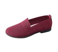 Women's Casual Flat Shoes Spring Summer and Autumn Shallow Work Commuting Soft Sole Mesh Comfortable Light Breathable Casual Flat Shoes and Tan Sandals (Wine, 4.5)