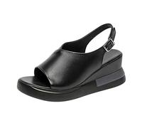 Women's Casual Flat Slide Sandals Women’S Summer Platform Heel Comfortable Leather Toe Women Hiking Closed Ladies Comfort Wide Fit Womens Sandal Fitting For Shoes White Comfy Uk Black 6