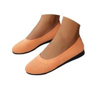Women's Casual Flats Ballet Shoes Dressy Weave Mesh Breathable Comfortable Shoes Classic Round Toe Solid Color Slip on Lightweight Fashionable Business Work Office Walking Loafers Orange