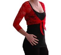 Womens Casual Floral Lace Mesh Tie Front 3/4 Sleeve Cardigan Ladies Shrugs Tops