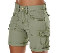 Womens Casual Hiking Cargo Shorts Multi-Pocket Cotton Combat Casual Work Utility Safety Trousers Outdoor Lightweight Ripstop Durable Workwear Shorts Summer Bermuda Shorts Green