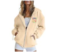 Women's Casual Hooded Pullover and Sweatshirts. Long Sleeve School Season Print Hoodie. Basic for All Seasons. Cozy and Comfortable. Black Hoodie, beige, XXL