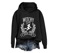 Womens Casual Hoodies Long Sleeve Jumper Pullover Women's Halloween Witchy Printed Hoodie Halloween Season Funny Shirt Cute Graphic Hoodie Woman Hoodies