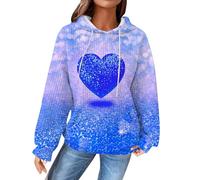 Womens Casual Hoodies Long Sleeve Jumper Pullover Women's Hoodies 2023 Gradient Long Sleeve Casual Drawstring Trendy Pullover Tops For Valentine's Day Light Weight Zip Hoodie Women (Blue, XL)