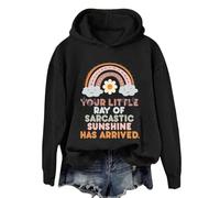 Womens Casual Hoodies Warm Pullover Lightweight Women's Oversized Hoodie Slogan Letter Graphic Long Sleeve Sweatshirt Aesthetic Pullover With Pockets Fleece Hoodie Women Zip up (Black, S)