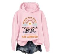 Womens Casual Hoodies Warm Pullover Lightweight Women's Oversized Hoodie Slogan Letter Graphic Long Sleeve Sweatshirt Aesthetic Pullover With Pockets Fleece Hoodie Women Zip up (Pink, L)