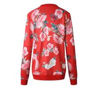 Womens Casual Jackets, Retro Jacket Women Plus Size Elegant Floral Graphic Print Bomber Jacket Ladies Casual Zip Up Coat Outerwear Jacket Windbreaker S-5XL Gifts for Wife,Red,5XL,U410K