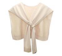 Women's Casual Knit Sweater Shawl Wrap Tied Detachable Fake Collar Triangle Knotted Shawls Travel Cape Shoulder Tops, A-beige, One Size
