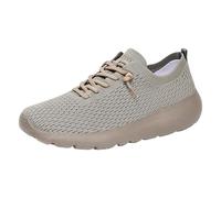 Womens Casual Knitted Sneakers Lightweight Lace Up Walking Trainers Coffee