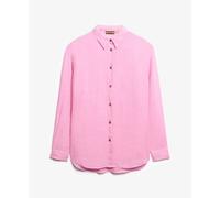 Superdry Casual Linen Boyfriend Long Sleeve Shirt Pink S Woman