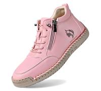 Women's Casual Loafers Zipper Ankle Strap Comfortable Light Touch that Never Pinches Pink