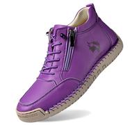 Women's Casual Loafers Zipper Ankle Strap Comfortable Light Touch that Never Pinches Purple