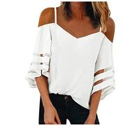 Womens Casual Long/Short Sleeve Tops, Plus Size Summer Tops for Women UK Elegant Blouses with 1/4 Zipper Casual V Neck Cold Shoulder T Shirt Summer Longline Shirts Shirt Dresses for Women UK Tshirt