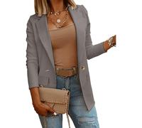 Women's Casual Long Sleeve Blazers Solid Color Knit Blazer Work Office Open Front Blazer Jacket (DarkGray, XL)