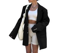 Women's Casual Long Sleeve Oversized Blazers Open Front Lapel Collar Work Office Business Jacket with Pockets (black, XXL)