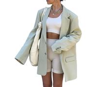 Women's Casual Long Sleeve Oversized Blazers Open Front Lapel Collar Work Office Business Jacket with Pockets