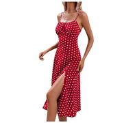 Women's Casual Loose Dresses Women Sun Dress Victorian Plus Size UK Ladies Sexy Summer with Pockets Spaghetti Strap Sleeveless/Short/Half Sleeve Red