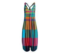 Women's Casual Loose Dungarees Print Backless Sling Cotton Harem Pants Overalls Plus size Baggy Rompers Dungaree Ladies Vintage Stretch Sleeveless Suspender Jumpsuit