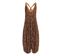 Women's Casual Loose Dungarees Print Backless Sling Cotton Harem Pants Overalls Plus size Baggy Rompers Dungaree Ladies Vintage Stretch Sleeveless Suspender Jumpsuit