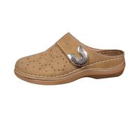 Women's Casual Low Shoes with Parcel Toe and Flat Bottom, Plain Beach Shoes with Metal Buckle and Slant Heel Shoes Silver Glitter Women, khaki, 7 UK
