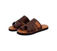 Women's Casual Mesh Toe Ring Sandals Cross Strap Flat Slip On Slides Lightweight Breathable Shoes for Summer Daily Walk Coffee 4