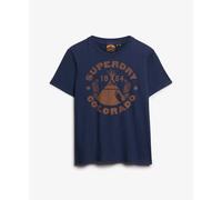 Women's casual monochrome T-shirt Superdry Lo-Fi Outdoor Bleu XS