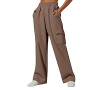 Womens Casual Oversized Sweatpants Athletic Active Wide Leg Sweatpants Running Gym Workout Lounge Trousers with Pocket High Waisted Cargo Joggers Tracksuit Bottomsfor Women UK Khaki