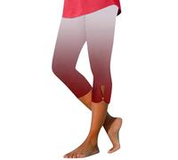Women's Casual Pants Gradient Color 7/8 Leggings Stylish Beach Casual Attire Comfortable Sportswear Perfect for Any Occasion (Red, S)