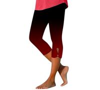 Women's Casual Pants Gradient Color 7/8 Leggings Stylish Beach Casual Attire Comfortable Sportswear Perfect for Any Occasion (L) Wine